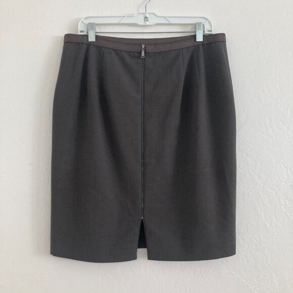Elie Tahari Wool Pencil Skirt Brown Minimalist Office Classic Academia Size 14 - Picture 5 of 9